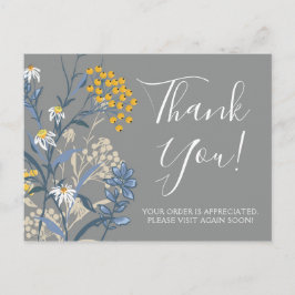 Daisy Rowan Navy & Gult Botanical Tack Vykort