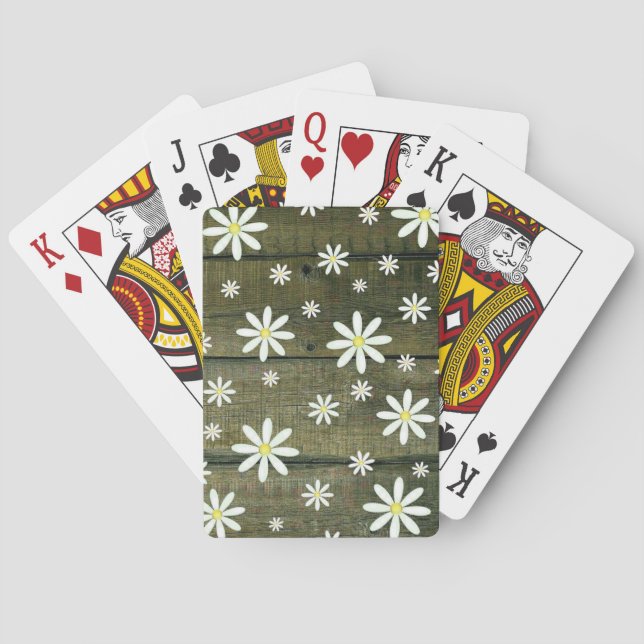 Daisy Rustic Barn Board Daisy Flower Casinokort (Baksidan)