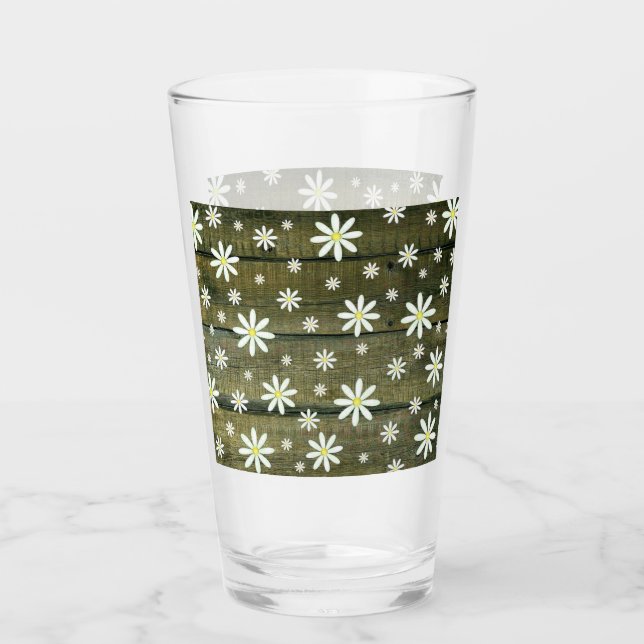 Daisy Rustic Barn Board Daisy Flower Glaskopp (Framsida)
