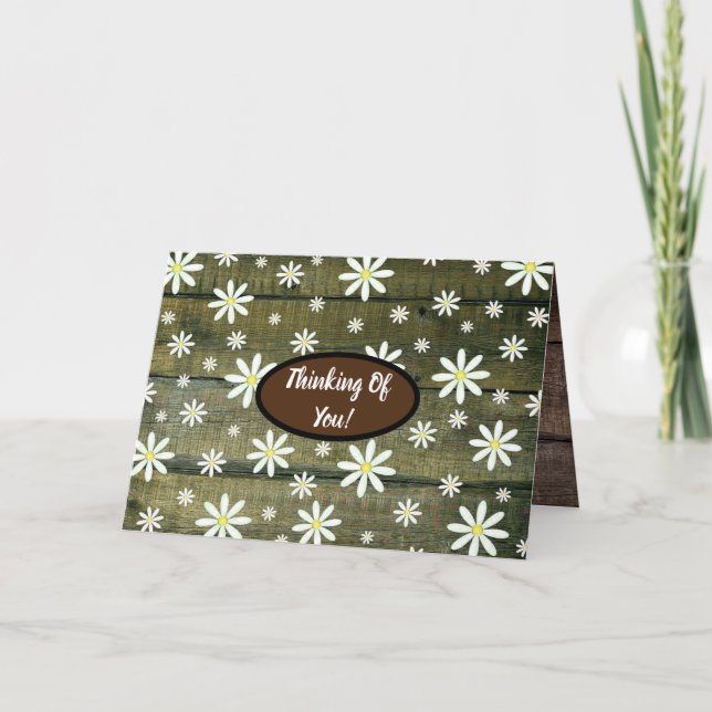 Daisy Rustic Barn Board Daisy Flower Kort (Framsida)