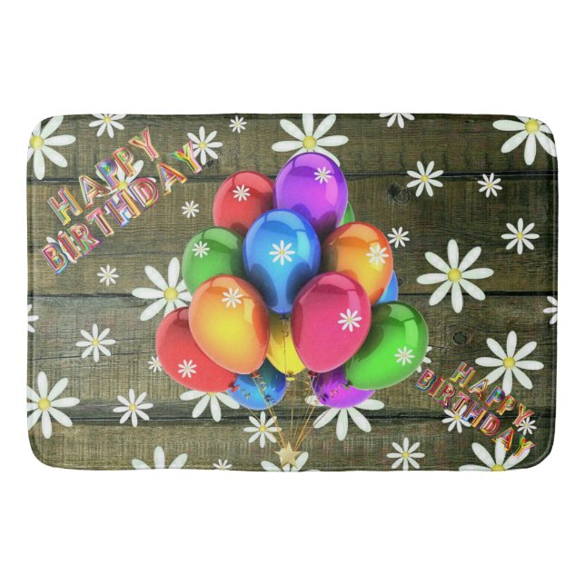 Daisy Rustic Barn Board Party Balloons Badrumsmatta (Framsidan)