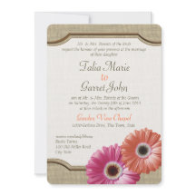 Daisy Rustic Burlap Coral och Rosa