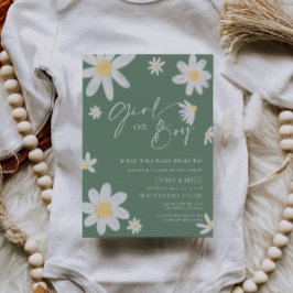 Daisy Sage Grönt Gender Reveal Girl eller Boy Inbjudningar