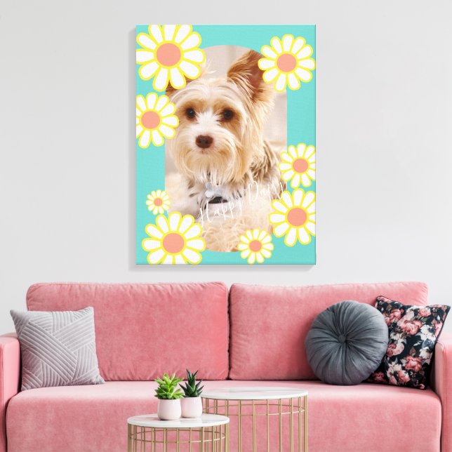 Daisy Simple Teal Photo Canvastryck (Insitu (Vardagsrum))
