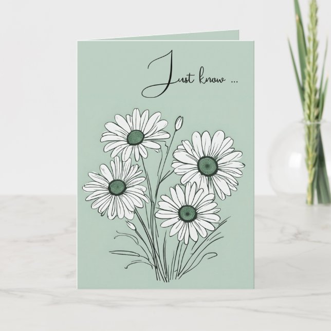 Daisy Skiss över Grönt Tänkning på dig Kort (Framsida)