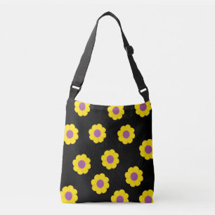 Daisy Skriv ut Kornas Blommigt Bag-Gult och svart Axelväska