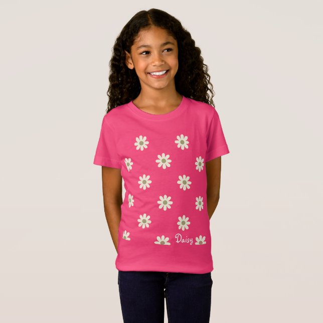 Daisy Smile Blommig tonåring T Shirt (Hel framsida)