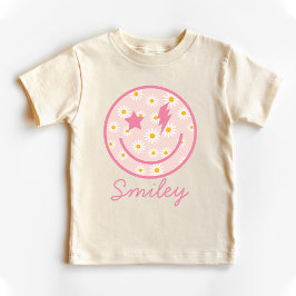Daisy Smiley Ansiktsgrafik Pastell Rosa  T Shirt