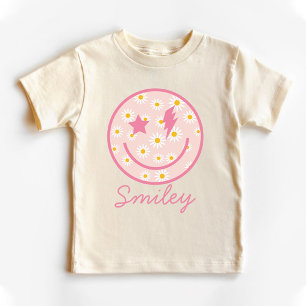 Daisy Smiley Face Grafik Pastell Rosa T Shirt