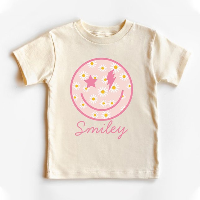 Daisy Smiley Face Grafik Pastell Rosa  T Shirt (Daisy Smiley Face Graphic Pastel Pink Baby T-Shirt)
