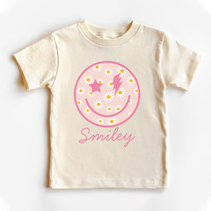 Daisy Smiley face Graphic Pastel Rosa T Shirt