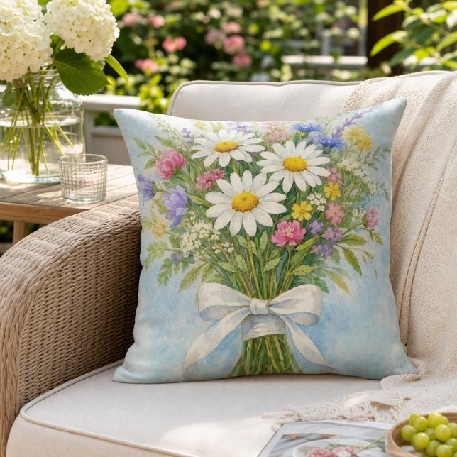 Daisy sommarbukett blomster  kudde (Skapare uppladdad)