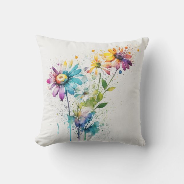 Daisy Spatter, levande färg, Kudde (Framsida)