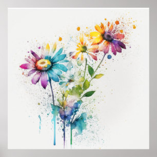 Daisy Spatter, levande färg, väggkonst