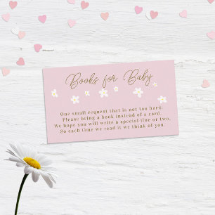 Daisy Spring Pink Boho Flickas Babyshower Böcker f Tilläggskort