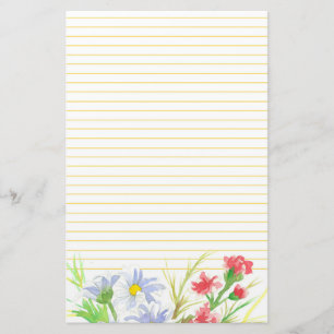 Daisy Stationery Brev Writer Watercolor Flowers Brevpapper