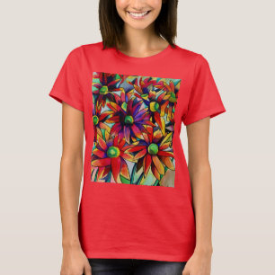 Daisy Straw - flerfärgad vilda blommor art T-shirt