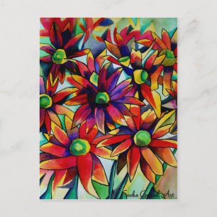 Daisy Straw - flerfärgad vilda blommor art Vykort