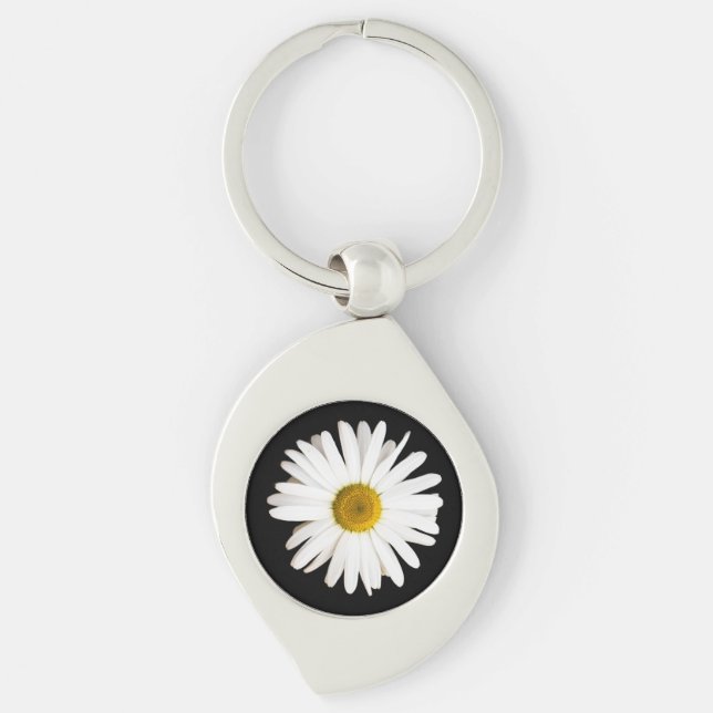 Daisy Swirl Silverfärgad Nyckelring (Framsidan)