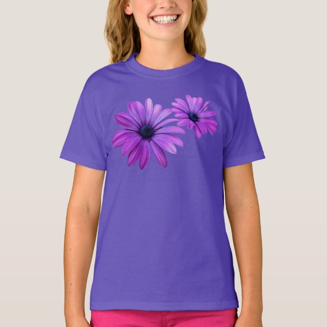 Daisy T-shirt Organic Lila Flower Shirt (Framsida)