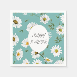 Daisy Teal Blommigt Färgfull Mönster Påsk Pappersservett