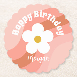 Daisy Terracotta Peach Retro Party Muffins Underlägg Papper