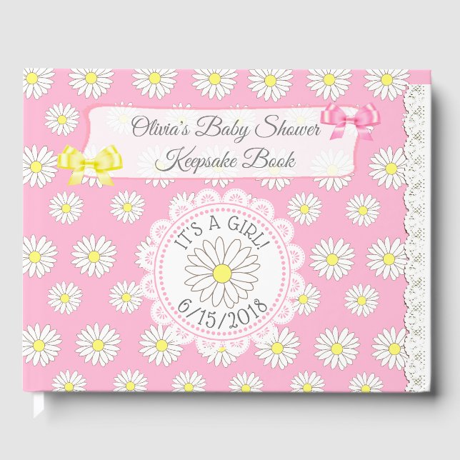 Daisy Theckes Girl's Baby Shower Guestbook Keepsak Gästböcker (Framsida)