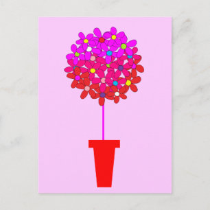 Daisy Topiary in Pinks Vykort