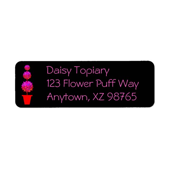 Daisy Topiary Returadress Etikett (Framsidan)