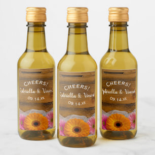 Daisy Trio Land Barn Bröllop Vin-etikett Vinetikett