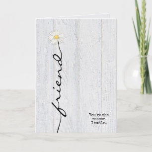 daisy vänskap blomma på trä kort