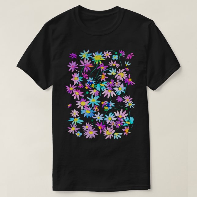 Daisy Vår Landsblått rosa T Shirt (Design framsida)