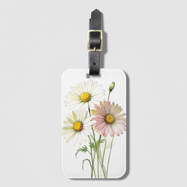 Daisy Vattenfärgsblomma Modern Professionell Bagagebricka (Framsida vertikal)