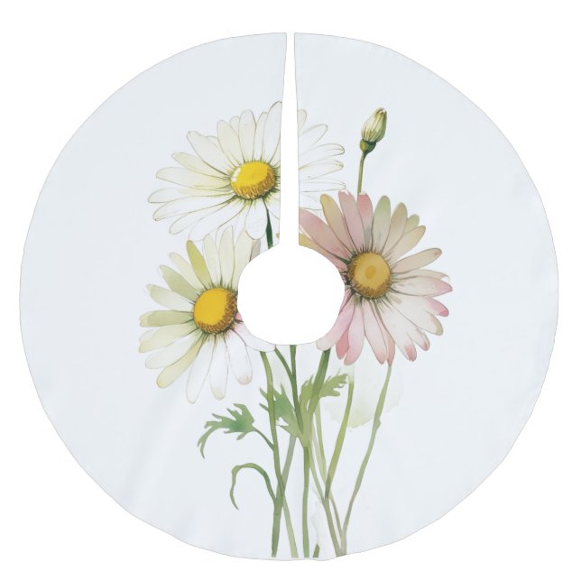 Daisy Vattenfärgsblomma Modern Professionell Julgransmatta Borstad Polyester (Framsidan)