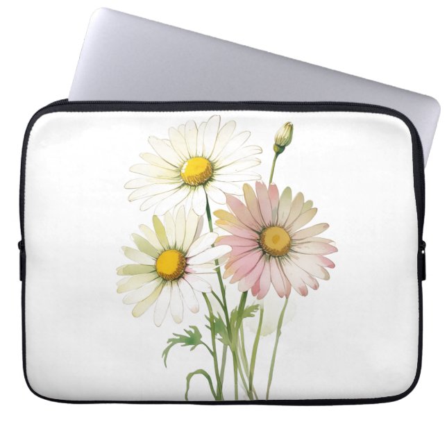 Daisy Vattenfärgsblomma Modern Professionell Laptop Fodral (Framsidan)