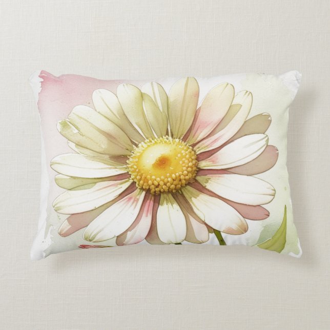 Daisy Vattenfärgsblomma Modern Professionell Prydnadskudde (Framsidan)