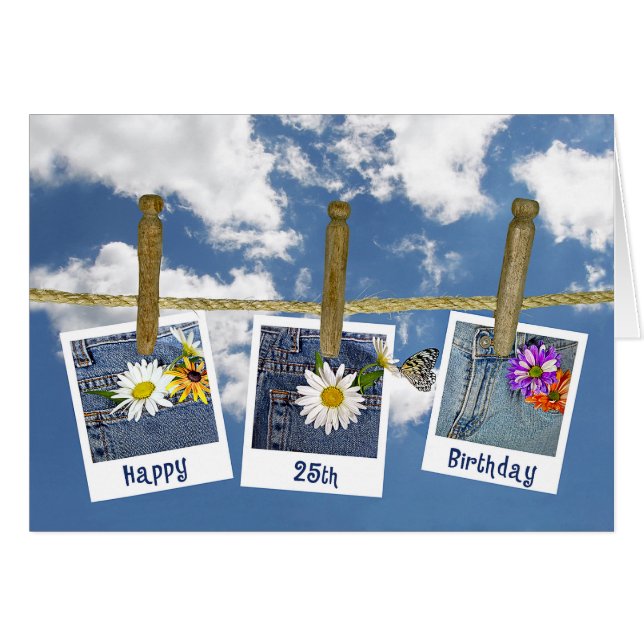 daisy vid 25:e födelsedagen hälsningskort (Framsidan Horizontal)