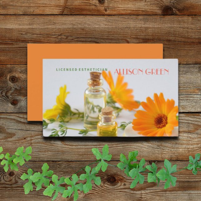 Daisy vid massabehandling av essentiell olja Aroma Visitkort (Massage Therapy Daisy Essential Oil Aromatherapy Business Card)