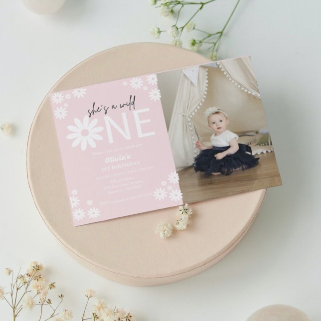 Daisy vild 1 party bohemian första födelsedag invi inbjudningar (Skapare uppladdad)