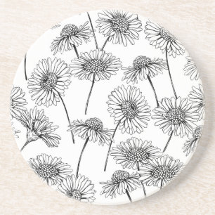 Daisy, vild blommor i svartvitt underlägg sandsten