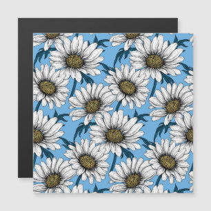 Daisy, vild blommor på blått