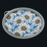 Daisy, vild blommor på blått<br><div class="desc">Hand plockade vektor mönster med vita blommor av daisy</div>