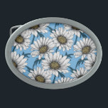 Daisy, vild blommor på blått<br><div class="desc">Hand plockade vektor mönster med vita blommor av daisy</div>