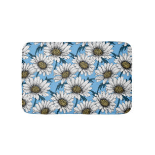 Daisy, vild blommor på blått badrumsmatta