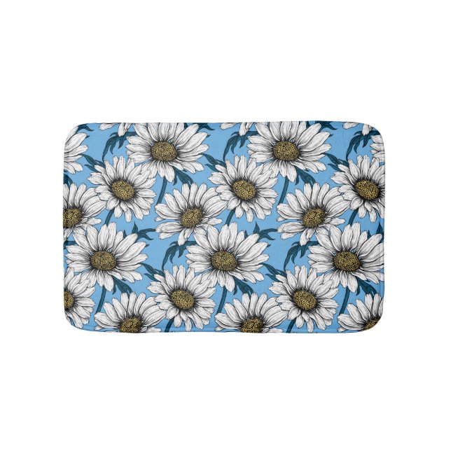 Daisy, vild blommor på blått badrumsmatta (Framsidan)