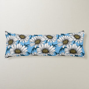 Daisy, vild blommor på blått kroppskudde