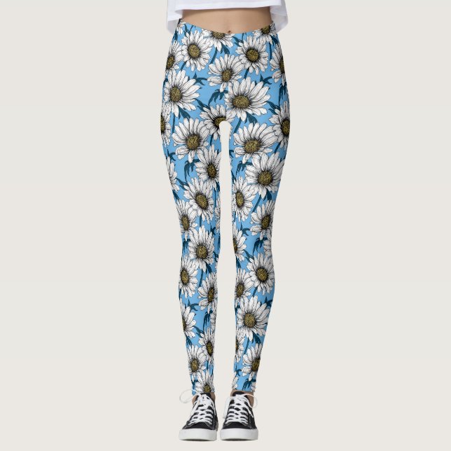 Daisy, vild blommor på blått leggings (Framsida)