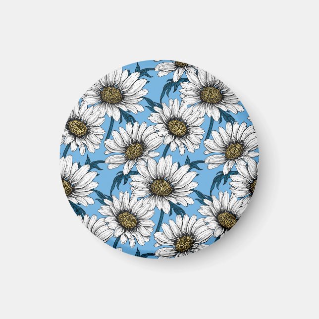 Daisy, vild blommor på blått magnet (Framsidan)