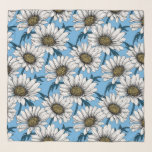 Daisy, vild blommor på blått sjal<br><div class="desc">Hand plockade vektor mönster med vita blommor av daisy</div>