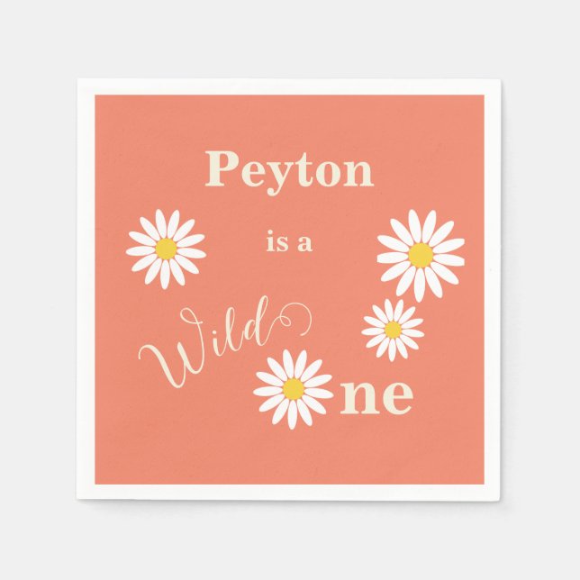 Daisy Vild ett första födelsedag Pappersservett (Framsidan)